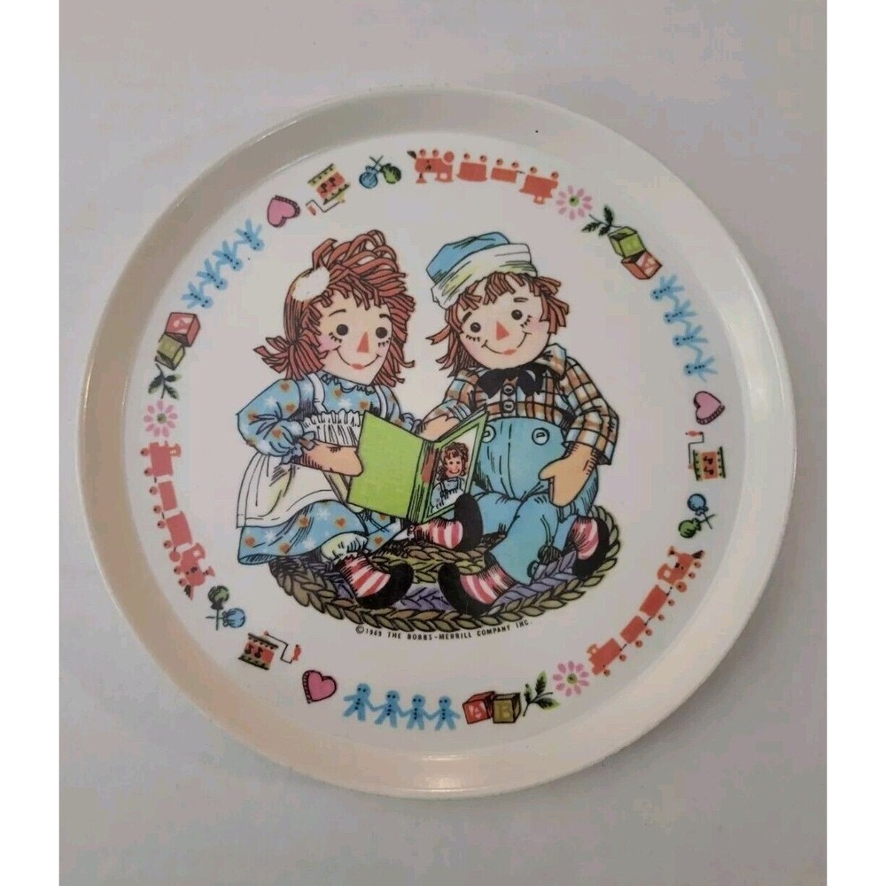 Oneida Deluxe Vintage Children's Plate Raggedy Ann & Andy 1969 Pre-owned